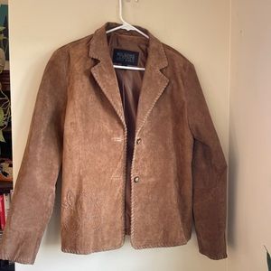 Wilson’s Leather Pelle Studio cute embroidered suede jacket size L like new